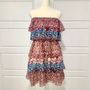 MM Couture by Miss Me | Silk Floral Strapless Dress